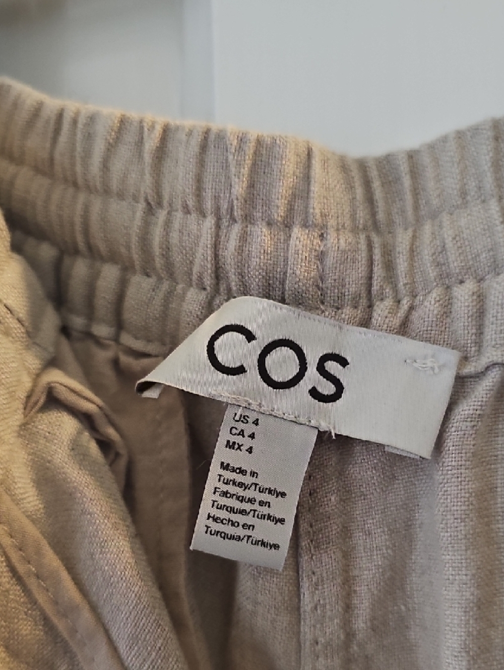 COS Beige Linen-Blend Drawstring Chinos - Picture 4 of 8
